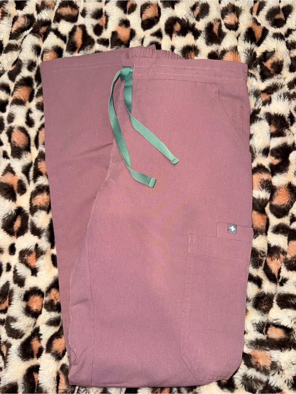 Figs Kids Mauve Sweatpants with Teal Drawstring